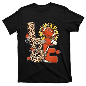 Football T Shirts, Love Football Leopard Sunflower Sports Ball Valentine Plus T-Shirt