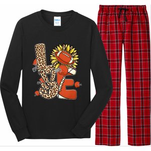 Football T Shirts, Love Football Leopard Sunflower Sports Ball Valentine Plus Long Sleeve Pajama Set