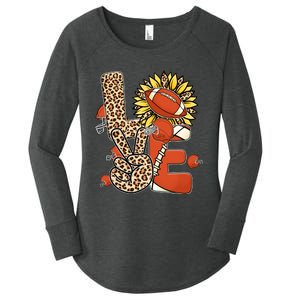 Football T Shirts, Love Football Leopard Sunflower Sports Ball Valentine Plus Women's Perfect Tri Tunic Long Sleeve Shirt