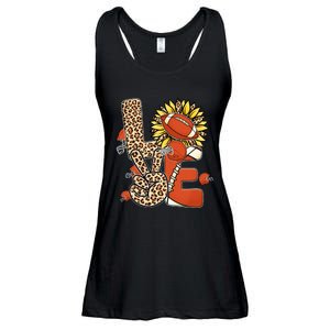 Football T Shirts, Love Football Leopard Sunflower Sports Ball Valentine Plus Ladies Essential Flowy Tank