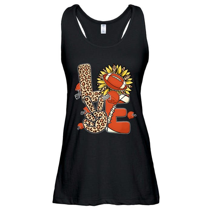 Football T Shirts, Love Football Leopard Sunflower Sports Ball Valentine Plus Ladies Essential Flowy Tank