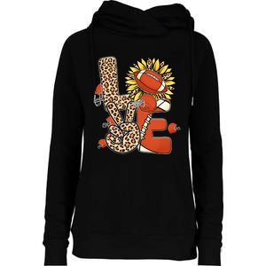 Football T Shirts, Love Football Leopard Sunflower Sports Ball Valentine Plus Womens Funnel Neck Pullover Hood