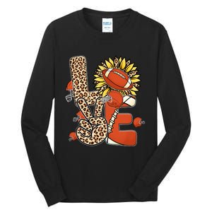 Football T Shirts, Love Football Leopard Sunflower Sports Ball Valentine Plus Tall Long Sleeve T-Shirt