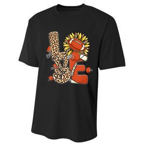 Football T Shirts, Love Football Leopard Sunflower Sports Ball Valentine Plus Performance Sprint T-Shirt