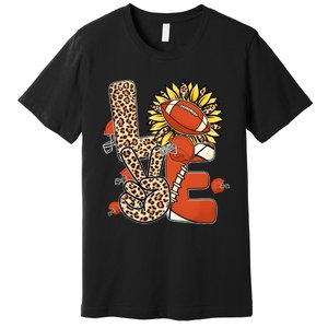 Football T Shirts, Love Football Leopard Sunflower Sports Ball Valentine Plus Premium T-Shirt