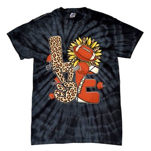 Football T Shirts, Love Football Leopard Sunflower Sports Ball Valentine Plus Tie-Dye T-Shirt