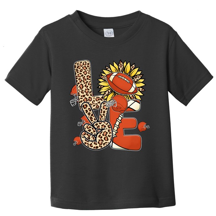 Football T Shirts, Love Football Leopard Sunflower Sports Ball Valentine Plus Toddler T-Shirt