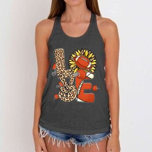 Football T Shirts, Love Football Leopard Sunflower Sports Ball Valentine Plus Women's Knotted Racerback Tank