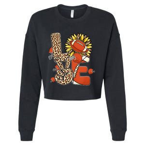 Football T Shirts, Love Football Leopard Sunflower Sports Ball Valentine Plus Cropped Pullover Crew