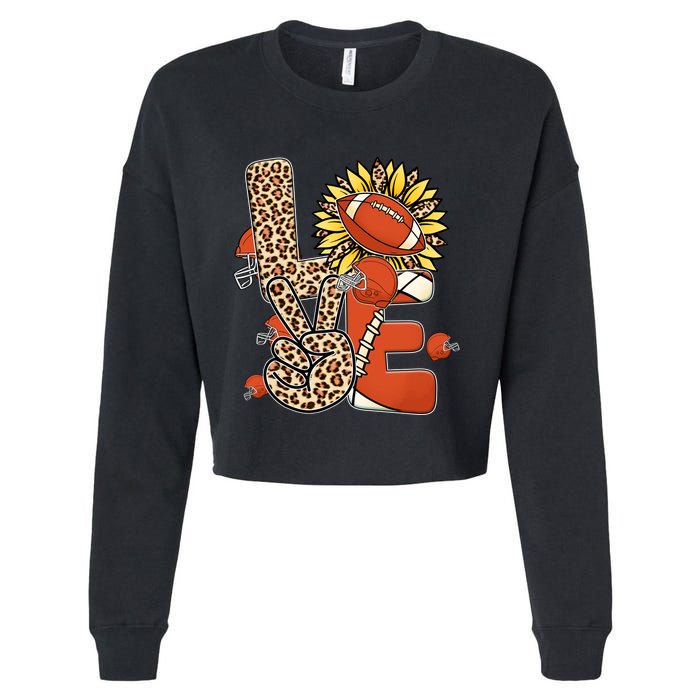 Football T Shirts, Love Football Leopard Sunflower Sports Ball Valentine Plus Cropped Pullover Crew