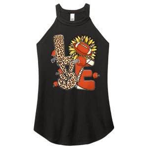 Football T Shirts, Love Football Leopard Sunflower Sports Ball Valentine Plus Women's Perfect Tri Rocker Tank