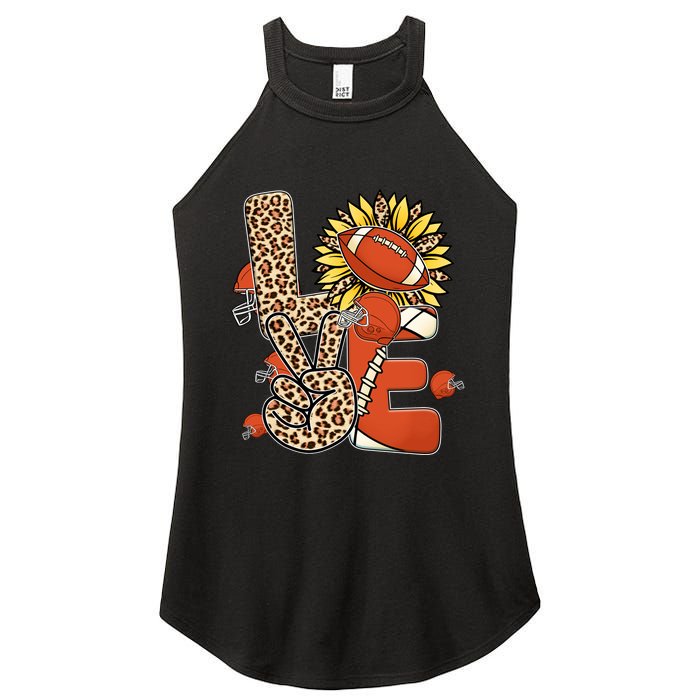 Football T Shirts, Love Football Leopard Sunflower Sports Ball Valentine Plus Women's Perfect Tri Rocker Tank