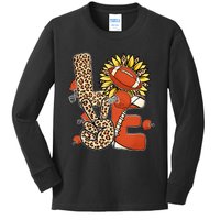 Football T Shirts, Love Football Leopard Sunflower Sports Ball Valentine Plus Kids Long Sleeve Shirt