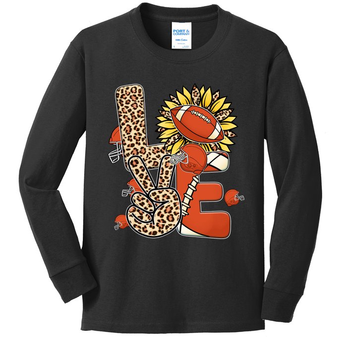 Football T Shirts, Love Football Leopard Sunflower Sports Ball Valentine Plus Kids Long Sleeve Shirt