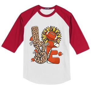 Football T Shirts, Love Football Leopard Sunflower Sports Ball Valentine Plus Kids Colorblock Raglan Jersey