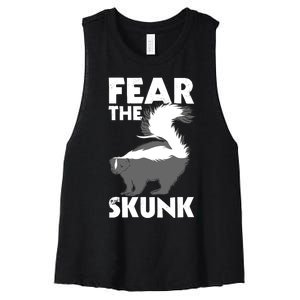 Fear The Skunk Zoologist Zookeeper Wildlife Animal Lover Women's Racerback Cropped Tank