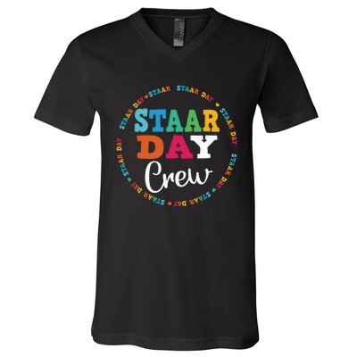 Funny Test STAAR Day Crew Mode On Teacher Testing Ideas V-Neck T-Shirt