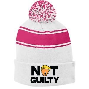 Free Trump Support Trump Trump Not Guilty Stripe Pom Pom Beanie