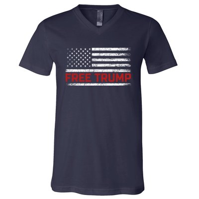 Free Trump Supporters Pro Trump 2024 Take Our Nation Back Republican V-Neck T-Shirt