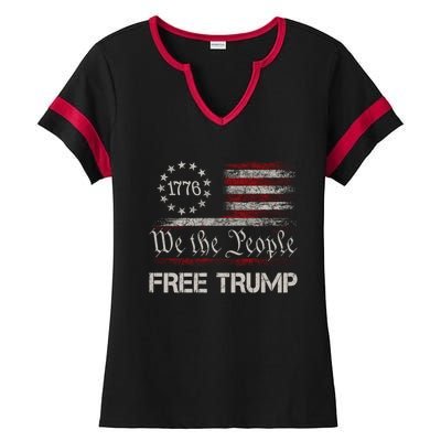 Free Trump Supporters Pro Trump 2024 Take Our Nation Back Republican Ladies Halftime Notch Neck Tee