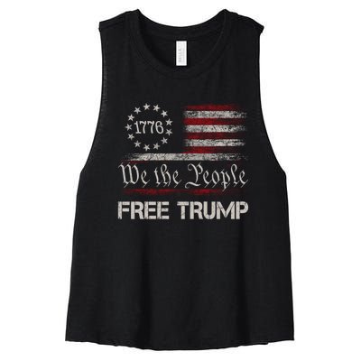 Free Trump Supporters Pro Trump 2024 Take Our Nation Back Republican Women's Racerback Cropped Tank