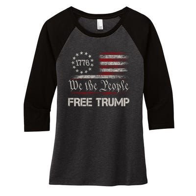 Free Trump Supporters Pro Trump 2024 Take Our Nation Back Republican Women's Tri-Blend 3/4-Sleeve Raglan Shirt