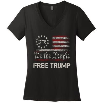 Free Trump Supporters Pro Trump 2024 Take Our Nation Back Republican Women's V-Neck T-Shirt