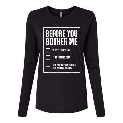 Funny Tech Support Checklist Gift Womens Cotton Relaxed Long Sleeve T-Shirt