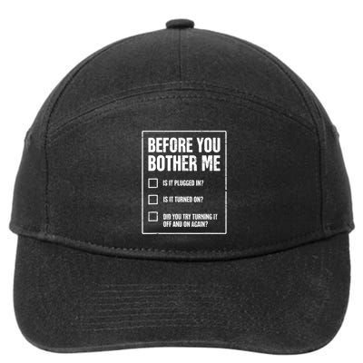 Funny Tech Support Checklist Gift 7-Panel Snapback Hat
