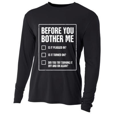Funny Tech Support Checklist Gift Cooling Performance Long Sleeve Crew