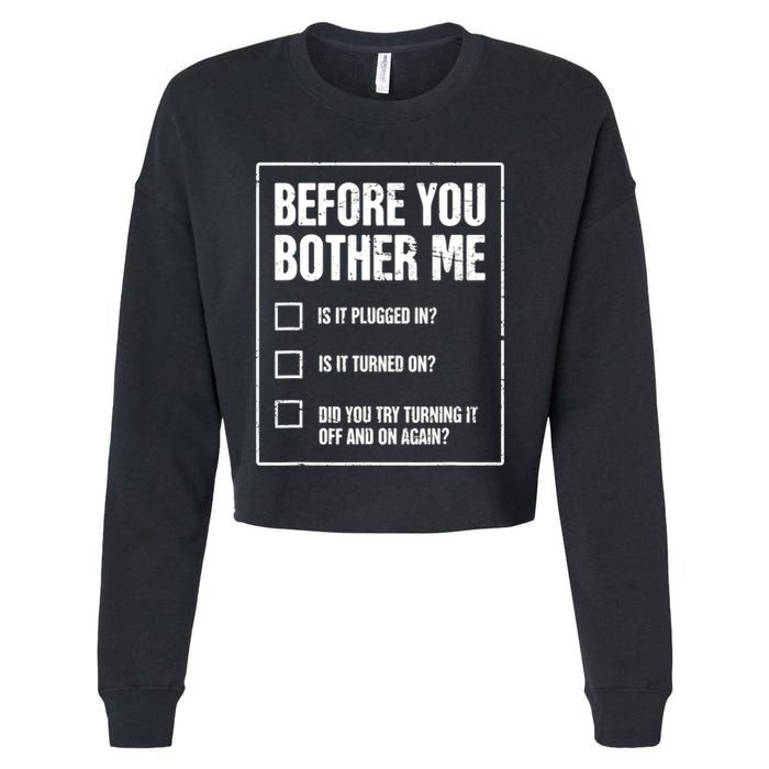 Funny Tech Support Checklist Gift Cropped Pullover Crew
