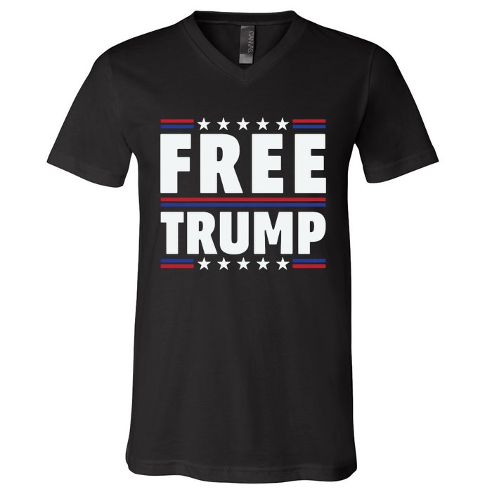 Free Trump Support Trump Trump Not Guilty V-Neck T-Shirt