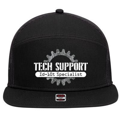 Funny Tech Support Id10t Computer Idiot Joke Gift 7 Panel Mesh Trucker Snapback Hat