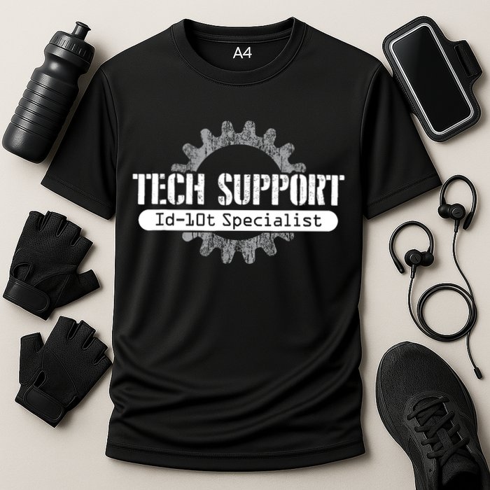Funny Tech Support Id10t Computer Idiot Joke Gift Performance Shirt
