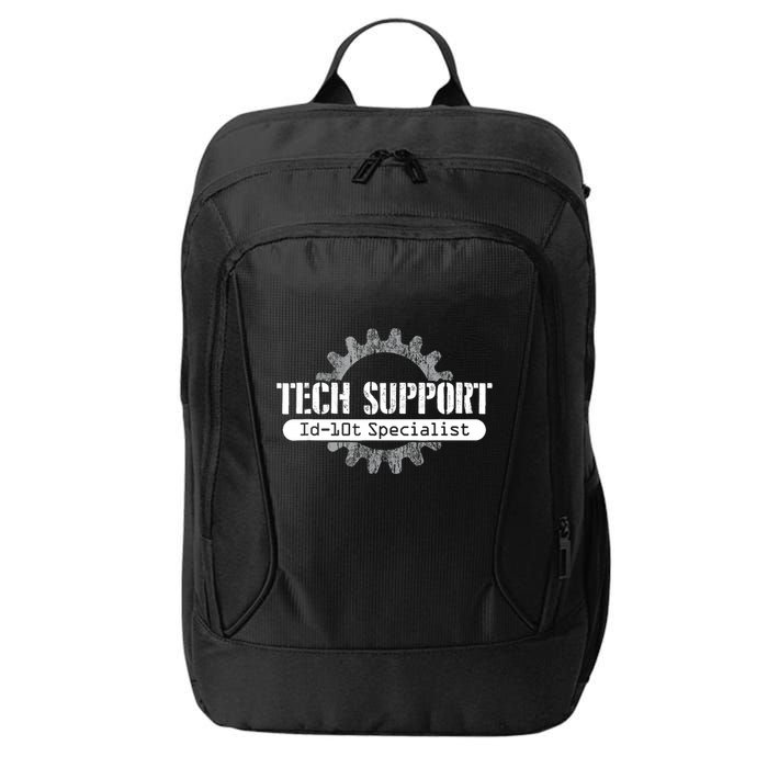 Funny Tech Support Id10t Computer Idiot Joke Gift City Backpack