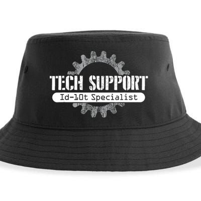 Funny Tech Support Id10t Computer Idiot Joke Gift Sustainable Bucket Hat