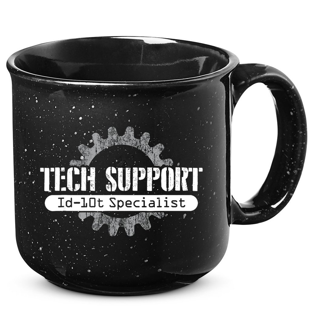 Funny Tech Support Id10t Computer Idiot Joke Gift 15oz Campfire Ceramic Mug