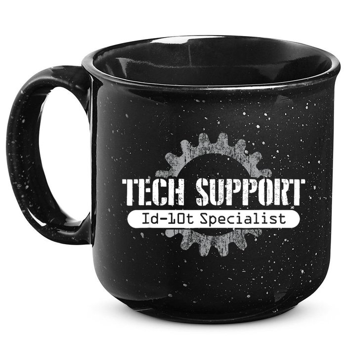 Funny Tech Support Id10t Computer Idiot Joke Gift 15oz Campfire Ceramic Mug