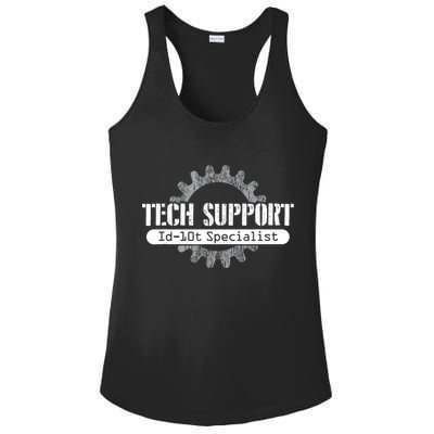 Funny Tech Support Id10t Computer Idiot Joke Gift Ladies PosiCharge Competitor Racerback Tank