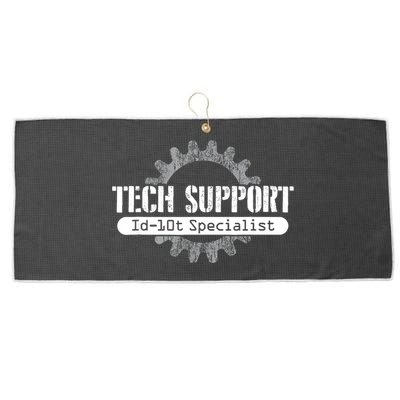 Funny Tech Support Id10t Computer Idiot Joke Gift Large Microfiber Waffle Golf Towel