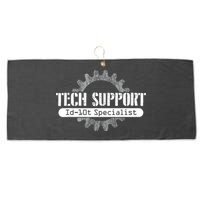 Funny Tech Support Id10t Computer Idiot Joke Gift Large Microfiber Waffle Golf Towel