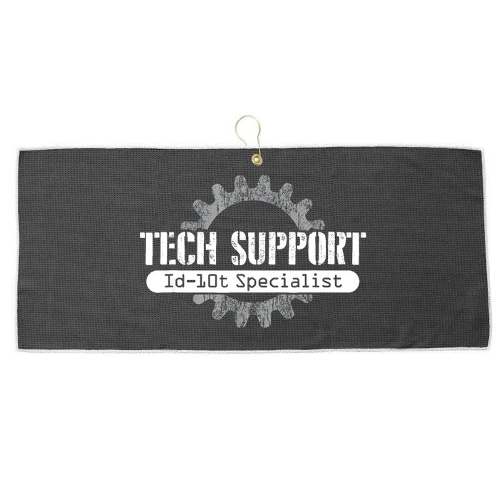 Funny Tech Support Id10t Computer Idiot Joke Gift Large Microfiber Waffle Golf Towel