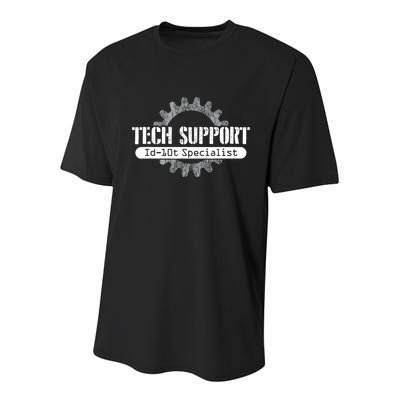 Funny Tech Support Id10t Computer Idiot Joke Gift Youth Performance Sprint T-Shirt