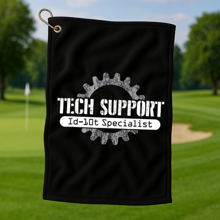 Funny Tech Support Id10t Computer Idiot Joke Gift Golf Towel