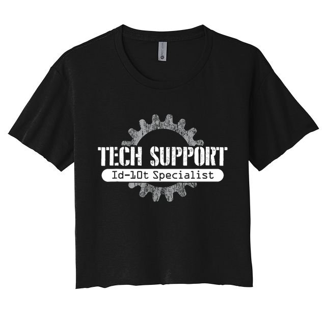 Funny Tech Support Id10t Computer Idiot Joke Gift Crop Top