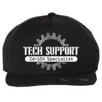 Funny Tech Support Id10t Computer Idiot Joke Gift Wool Snapback Cap