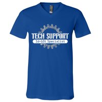 Funny Tech Support Id10t Computer Idiot Joke Gift V-Neck T-Shirt