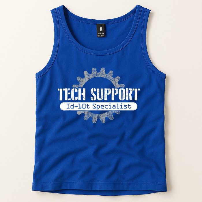 Funny Tech Support Id10t Computer Idiot Joke Gift Tank Top