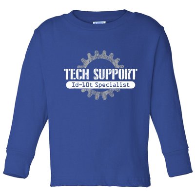 Funny Tech Support Id10t Computer Idiot Joke Gift Toddler Long Sleeve Shirt