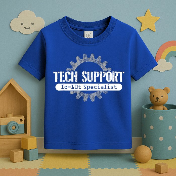 Funny Tech Support Id10t Computer Idiot Joke Gift Toddler T-Shirt